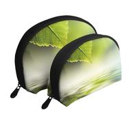 Foglia Verde Che Riflette Nell'acqua Del Fiume, Borsa per trucco a conchiglia Portamonete da donna Borsa da toilette piccola Borsa per cosmetici 2 pezzi