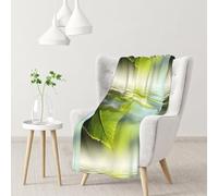 Foglia verde che si riflette nell'acqua del fiume,Coperta morbida, calda, anti-pilling, in flanella, peluche, 76 x 102 cm