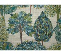 Fogliame Fall Alberi Verde Blu Misto Lino Tenda Fodera Cuscino Cieco Uso Tessuto