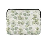 Foglie Acquerello Bianco Stampato Notebook Sleeve | Custodia per laptop con guida alle misurazioni del dispositivo, cerniera superiore liscia e ammortizzazione quotidiana degli