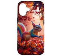Foglie autunnali colore arcobaleno colore scoiattolo fogliame Custodia per iPhone 16