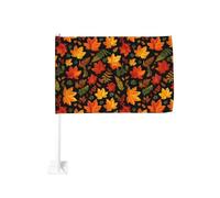 Foglie autunnali su una bandiera nera per auto, clip per finestra esterna, 30 x 45 cm, decorazione per auto su entrambi i lati