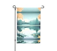 Foglie cadute su un lago tranquillo Bandiera decorativa da giardino 30,5 x 45,7 cm, 100% fibra di poliestere, tessuto spesso, universale per tutte le stagioni