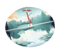 Foglie cadute su un lago tranquillo stampato peluche poliestere gonna albero 76,2 cm per decorazione festiva, morbido tappetino ornamento natalizio