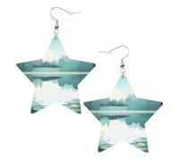 Foglie cadute su un lago tranquillo Stampe Orecchini in pelle a forma di stella Accessori leggeri ed eleganti per feste, balli e vita quotidiana.