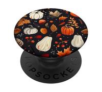 Foglie che cadono autunnali di zucca spezia raccolto felice PopSockets PopGrip Adesivo