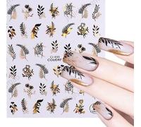 Foglie Cursori per Unghie Oro Bianco Bronzing Fiori Gradiente Adesivo Adesivo Nail Design Decorazioni Artistiche Accessori Nail Art-CJ030heiLSjin