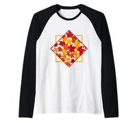 Foglie d'acero Autunno Colori Autunno in Octagon Star Shapes Mania Maglia con Maniche Raglan