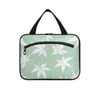 Foglie d'acero bianco appeso borse da toilette per le donne in viaggio con gancio, borsa compatta per la cura della pelle di design per il bagno del viaggiatore bolso Viajero para Mujer L