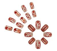Foglie d'acero Premendo Su Unghie 24 Pcs Chiodi Falso Quadrate Corti Bastone Lucido Su Unghie Per Il Giorno del Ringraziamento E L'Usura Quotidiana Unghie Autunno