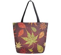 Foglie d'autunno Borsa della spesa riutilizzabile per la spesa Borsa in tela Borsa a tracolla lavabile grande pieghevole per donna