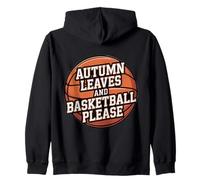 Foglie d'Autunno e Basket Please Fall Amante Giocatore Fan Felpa con Cappuccio