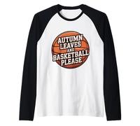 Foglie d'Autunno e Basket Please Fall Amante Giocatore Fan Maglia con Maniche Raglan