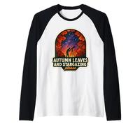Foglie d'Autunno e osservazione delle Stelle per Favore Autunno Amante Astronomia Maglia con Maniche Raglan