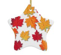 Foglie di autunno che stampano gli ornamenti cristiani dell'albero di Natale, ornamenti della stella della fattoria, Shap della stella di ceramica per la decorazione