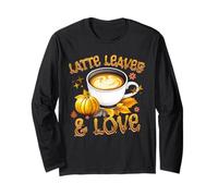 Foglie di latte e citazione d'amore | Umore autunnale di caffè e zucca Maglia a Manica