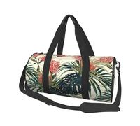 Foglie di palma esotiche Foglia giungla tropicale floreale rosa verde, Borsone da viaggio di grande capacità Borsa rotonda Borsa da viaggio sportiva Borsa da viaggio Borsa da fitness