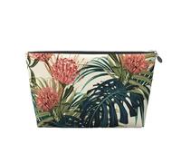 Foglie di palma esotiche Foglia giungla tropicale floreale rosa verde stampato, Borsa da toilette Borsa per trucco Borsa per cosmetici Borsa da toilette da viaggio portatile
