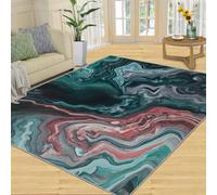 Foglie Di Piante, Tappeti, Tappeto Grande Con Foglie Di Palma Tropicali 3D Di Lusso, Tappeto Antiurto Ad Alta Densità Per Camera Da Letto E Soggiorno(Green Marble,160 x 220 cm)