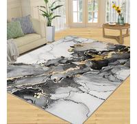Foglie Di Piante, Tappeti, Tappeto Grande Con Foglie Di Palma Tropicali 3D Di Lusso, Tappeto Antiurto Ad Alta Densità Per Camera Da Letto E Soggiorno(Black and White Marble,150 x 200 cm)