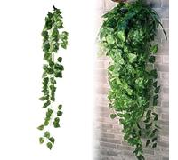 Foglie di vite artificiali in rattan, decorazione per casa, matrimonio, ufficio, negozio, decorazione realistica per il verde (Epipremnum Aureum)