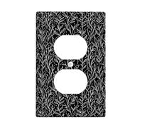 Foglie Duplex Outlet Covers Placca da parete, Botanical Modern Vines Floral N/a Black Plastic Standard Size Face Plates for Electrical Outlet for Living Room Bedroom Home Office Decor