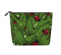 Foglie e coccinelle impermeabile grande capacità con cerniera viaggio d'affari viaggio casa borsa trucco multifunzionale borsa portaoggetti portamonete, Nero , Taglia unica