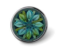 Foglie E Petali Mandala Blu Verde Rotonda Spilla per Uomo Donna Moda Distintivo Collare Pin Dress Giacca Zaino Accessori
