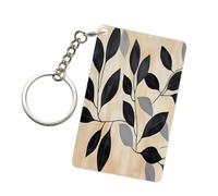 Foglie nere su beige astratto acrilico portachiavi moda portachiavi auto catene acriliche tag per uomo donna
