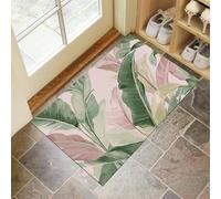 Foglie Palma Zerbino Trappola Sporco, Tappetino Antiscivolo Lavabile In Lavatrice, Stile Tropicale, Zerbino D'Ingresso Soft And Comfortable Per Cane, Ingresso, Port, 60 X 90 Cm Rosa