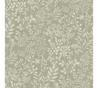 Foglie Percorso Carta da Parati Verde Salvia Karuna Cucito Biologico Vinile