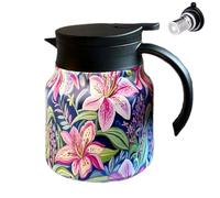 foglie sciolte con infusore - Bicchiere termico isolato 1000ml | Bicchiere da tè floreale vintage per tè in erbe bevande cucina casa campeggio picnic