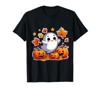 Foglie spumeggianti Dolci Geist Design Zucca retrò Halloween Maglietta