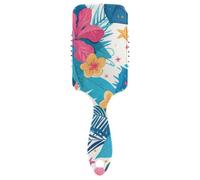 Foglie tropicali fiori di ibisco rosso stella marina stile hawaiano spazzole per capelli delicati per le donne sottili Progettato cuoio capelluto massaggiatore spazzola per capelli lisci con manico