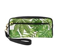 Foglie tropicali Fogliame di palma esotica Giungla Moda Pianta Natura Verde, Borsa per il trucco Borsa per cosmetici Borsa da viaggio portatile da toilette Astuccio in pelle per donne e ragazze