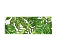 Foglie tropicali Fogliame esotico di palma Giungla Moda Pianta Natura Verde,Tappetino per mouse grande, da scrivania, per tastiera e computer, con base in gomma antiscivolo, 30 x 80 cm