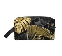 Foglie tropicali nere dorate, Borsa per il trucco Borsa per cosmetici Borsa da viaggio portatile da viaggio Borsa per trucco Organizer