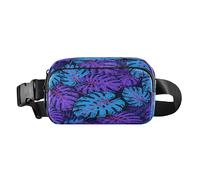 Foglie Tropicali Viola Blu Moda Crossbody Bag Anti Theft Marsupio per donna d'affari Resistente all'acqua con Cinghia Regolabile per lo Shopping Sport Lavoro mandiles para mujer de cocina