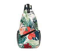 Foglie vegetazione con fiori di ibisco borsa a tracolla marsupio marsupio uomo donna