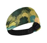 Foglie verdi Art Retro Moisture Wicking larghe fasce per le donne Fasce per capelli elastiche per escursioni lavaggio viso tennis palestra diademi para el pelo de mujer