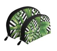 Foglie Verdi Della Pianta Tropicale Della Palma, Borsa per trucco a conchiglia Portamonete da donna Borsa da toilette piccola Borsa per cosmetici 2 pezzi