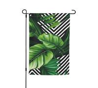 Foglie verdi di palma Pianta tropicale Cortile Bandiera da giardino Bandiere da giardino primaverile Bandiera da giardino di San Patrizio Decorazione da esterno 12 pollici x 18 pollici Bandiera in fib