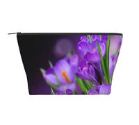Foglie verdi e fiori viola stampati, Borsa da toilette Borsa per trucco Borsa per cosmetici Borsa da toilette da viaggio portatile