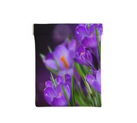 Foglie verdi e fiori viola stampati, Spremere il portafoglio superiore da donna Borsa portaoggetti Piccola portamonete Portamonete