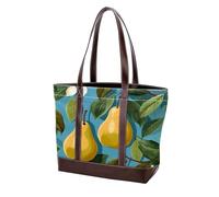Foglie verdi e pere gialle - 1926 borse a tracolla per le donne grandi borse in pelle lavata morbida e borse resistenti, Multicolore 02, 33.8x12x31cm/13.3x4.7x12.2 in