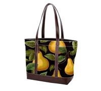 Foglie verdi e pere gialle - 1959 borse a tracolla per le donne grandi borse in pelle lavata morbida e borse resistenti, Multicolore 01, 33.8x12x31cm/13.3x4.7x12.2 in