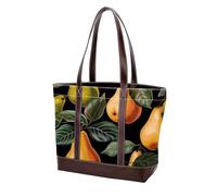 Foglie verdi e pere gialle - 1992 borse a tracolla per le donne grandi borse in pelle lavata morbida e borse resistenti, Multicolore 09, 33.8x12x31cm/13.3x4.7x12.2 in