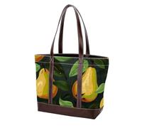 Foglie verdi e pere gialle - 1992 borse a tracolla per le donne grandi borse in pelle lavata morbida e borse resistenti, Multicolore 07, 33.8x12x31cm/13.3x4.7x12.2 in