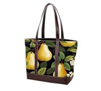 Foglie verdi e pere gialle - 1992 borse a tracolla per le donne grandi borse in pelle lavata morbida e borse resistenti, Multicolore 01, 33.8x12x31cm/13.3x4.7x12.2 in