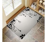 Foglie Vite Zerbino Ingresso Interno 45 X 75 Cm, Zerbino Entrata Ingresso Con Fondo Antiscivolo Tpr, Morbido Tappeto Ingresso Per Casa O Ufficio, Grigio Chiaro Stile Gotico Oscuro